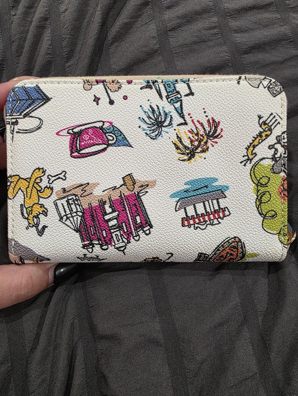 Dooney & Bourke White Multi Disney Sketch Zip Wallet - Picture 11 of 12